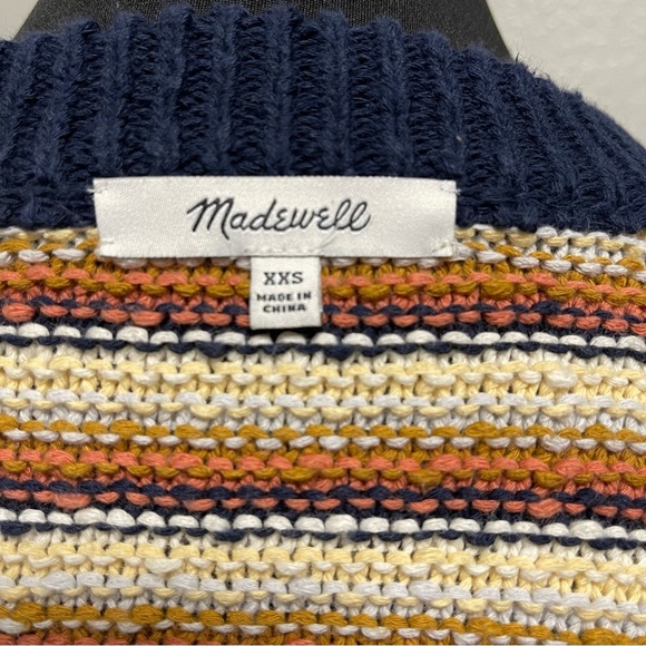 Madewell Arden V-Neck Crop Pullover Sweater Women's Size XXS Multi Stripe AC786 - Picture 8 of 8